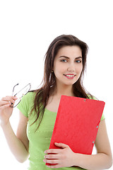 Image showing Woman with red folder