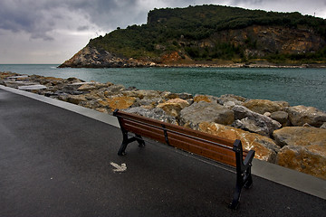 Image showing  coastline bench 