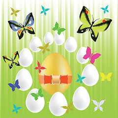 Image showing  easter eggs and butterflies