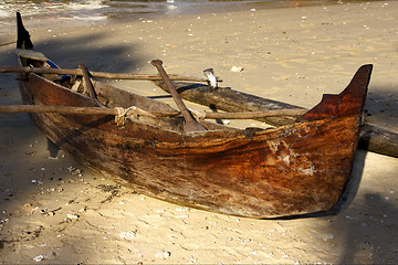 Image showing boat oar  coastline