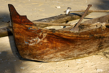 Image showing  nosy be  boat oar   and coastline
