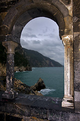 Image showing  hill hole sea water   and coastline