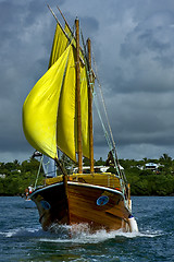 Image showing  cloudy  pirate  and coastline in mauritius