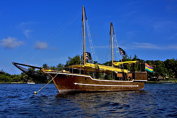 Image showing pirate boat  and coastline