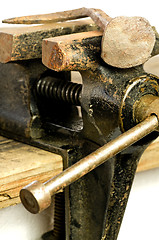 Image showing Bench vise with twisted nail