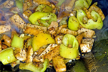 Image showing vegetables, tofu and mushroom in a Chinese wok