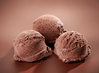 Image showing Chocolate Ice cream on brown background