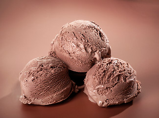 Image showing Chocolate Ice cream on brown background