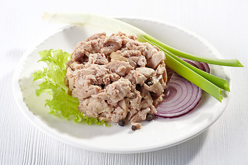 Image showing cod liver on white plate