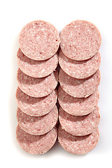 Image showing Salami sausage slices
