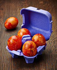 Image showing Easter eggs colored with onion peel