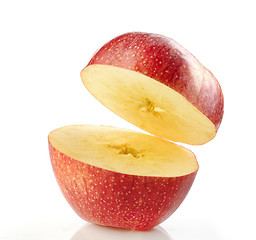 Image showing half red apple