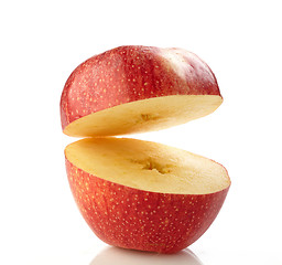 Image showing half red apple