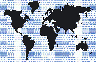 Image showing Binary Code World Map