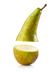 Image showing fresh green half pear