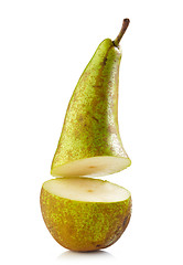 Image showing fresh green half pear