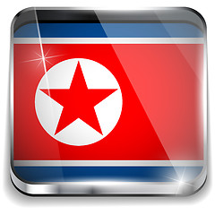 Image showing North Korea Flag Smartphone Application Square Buttons