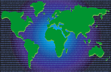 Image showing Binary Code World Map