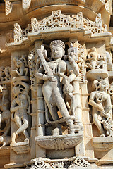 Image showing sculpture on hinduism ranakpur temple in india