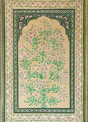 Image showing old indian floral ornament on door in India