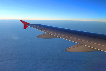 Image showing wing and sky from airplane