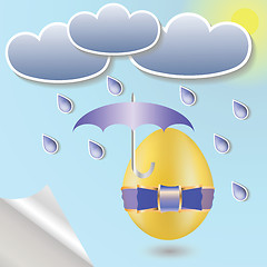 Image showing easter eggs and umbrella