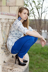 Image showing Young thoughtful blond woman