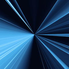 Image showing Abstract blue background with light lines concentric going into 