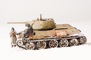 Image showing Diorama with old soviet t 34 tank