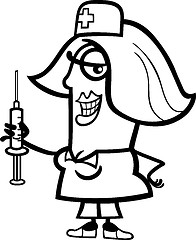 Image showing nurse with syringe cartoon illustration