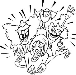 Image showing joyful group of women cartoon