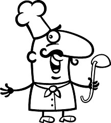 Image showing cook or chef with ladle cartoon illustration