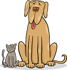 Image showing small cat and big dog cartoon illustration