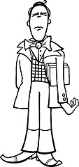 Image showing Cartoon poet or eccentric man caricature