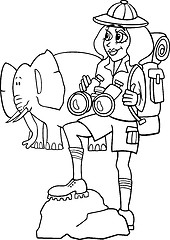 Image showing woman on african safari for coloring book