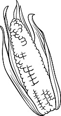 Image showing corn on the cob cartoon for coloring book