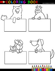 Image showing Cartoon Dogs with cards Coloring Page