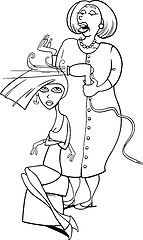 Image showing mother and daughter cartoon illustration