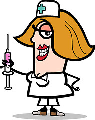 Image showing nurse with syringe cartoon illustration