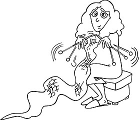 Image showing knitter woman cartoon illustration