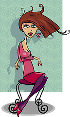 Image showing cute woman cartoon illustration