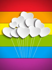 Image showing Gay Flag Hearts Balloons Background