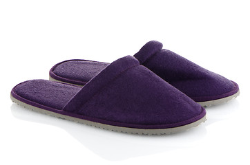 Image showing A pair of purple slippers