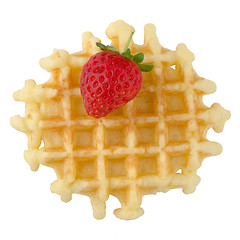 Image showing Waffles and strawberry