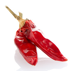 Image showing Two red hot chili pepper