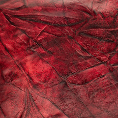 Image showing Red leather texture closeup