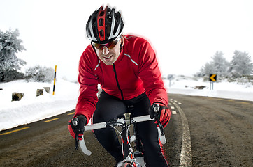 Image showing Cyclist on the road