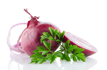 Image showing Red sliced onion