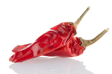Image showing Two red hot chili pepper