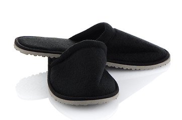 Image showing A pair of grey slippers